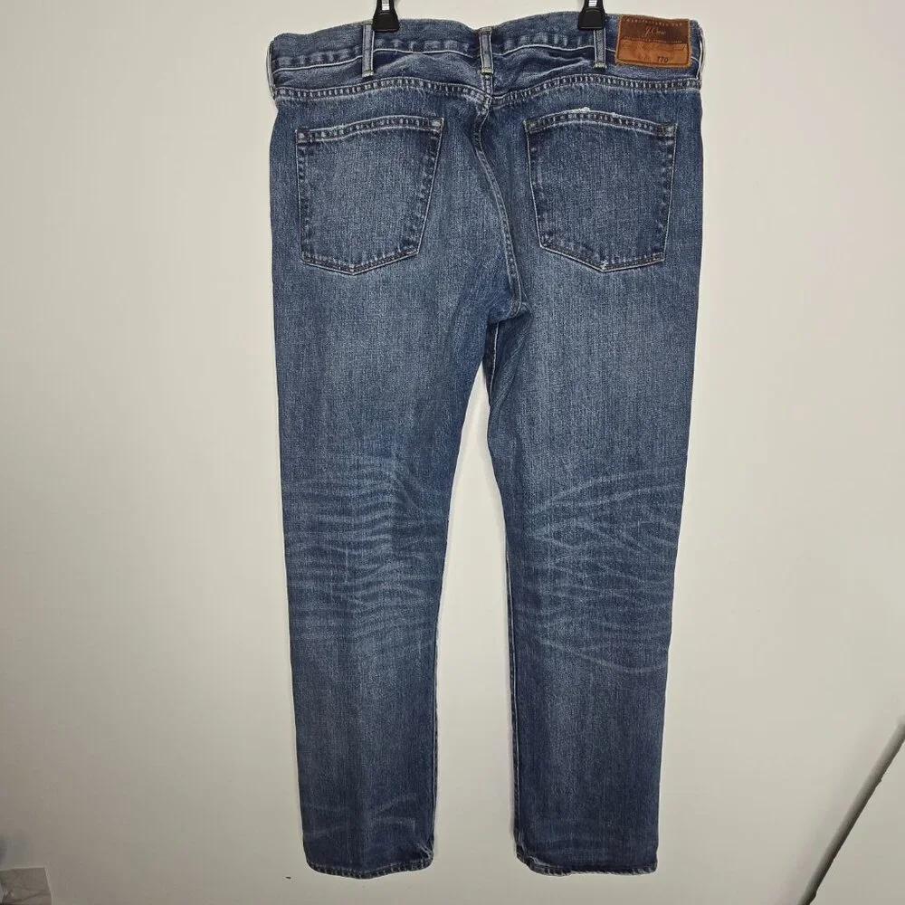 J. Crew Jeans 770 Kaihara Denim Mens 38 x 32 Medium Wash Denim Slim‎ Straight